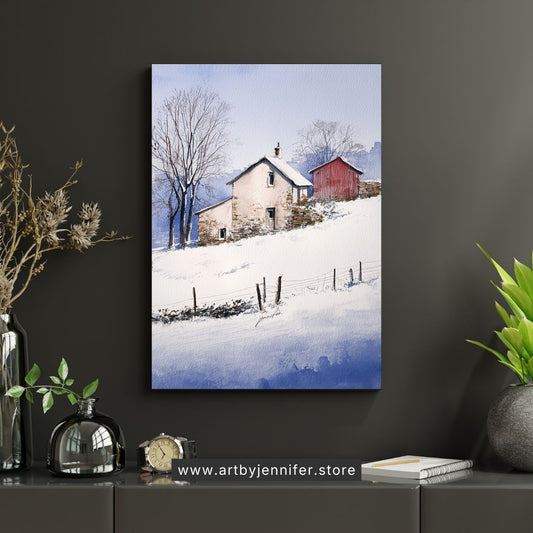 Rustic Winter Cottage Charm: Winter Landscape Printable