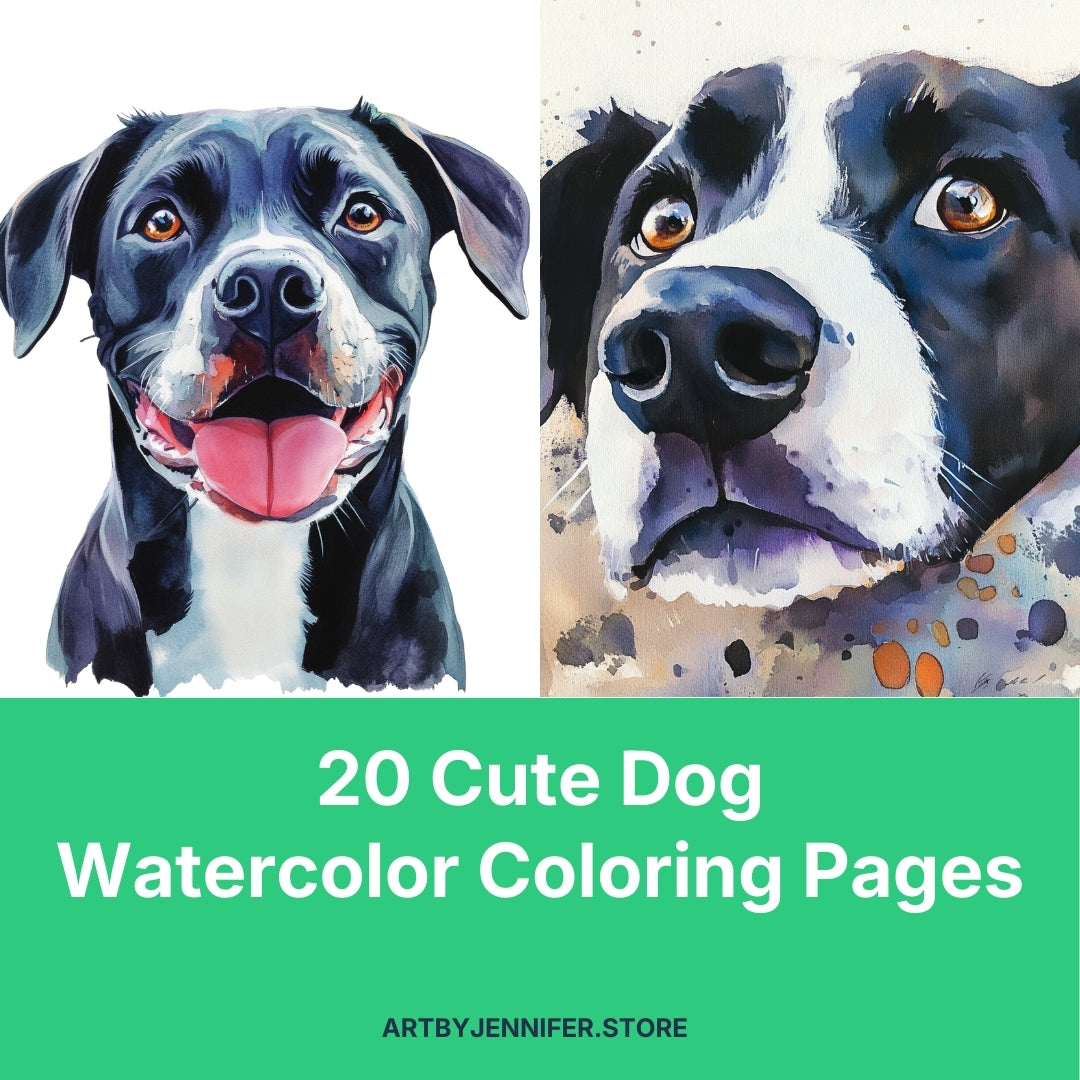 20 lindas páginas para colorear de perros en acuarela