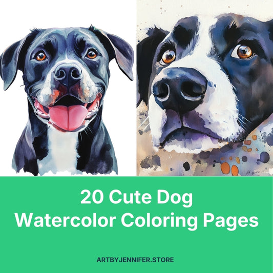 20 Cute Dog Watercolor Coloring Pages