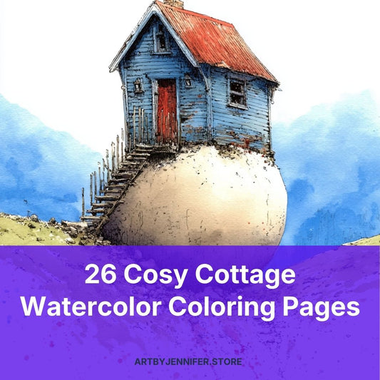 26 Cosy Cottage Watercolor Coloring Pages