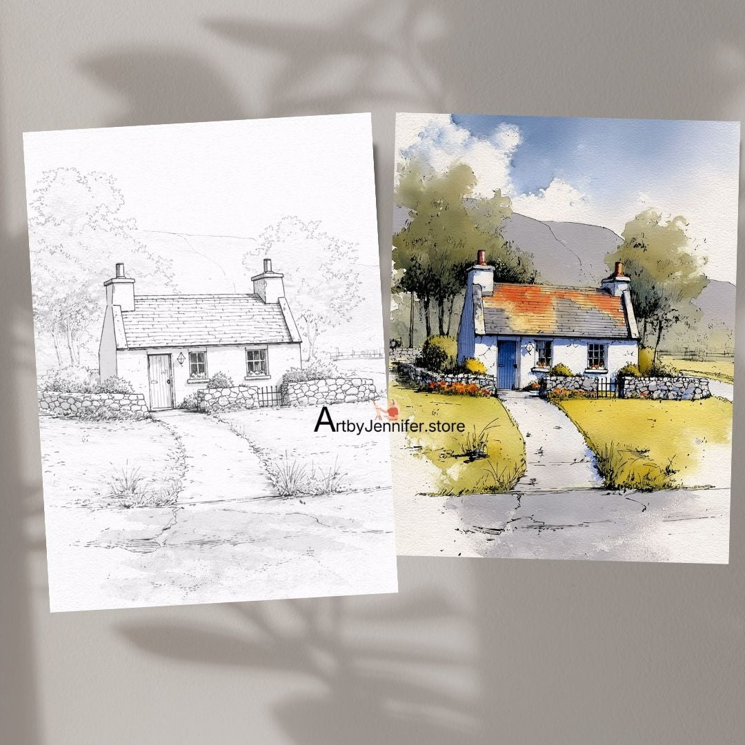 30 Country-Style Watercolor Coloring Pages
