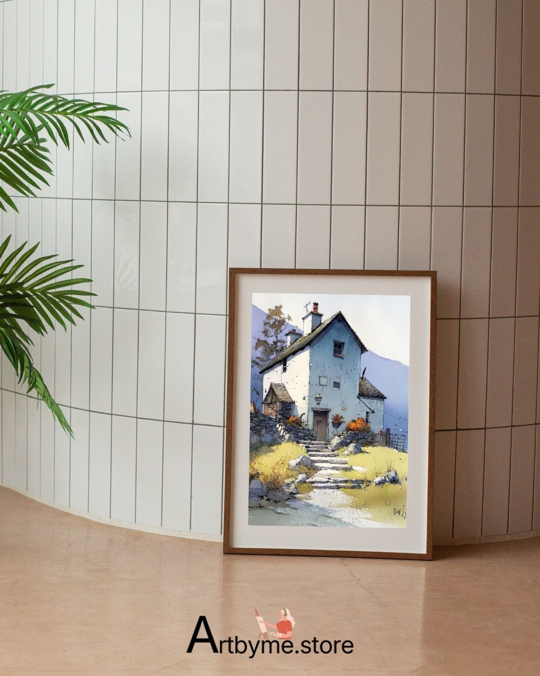 Serene High Country Home Scene – Printable Mountain Landscape