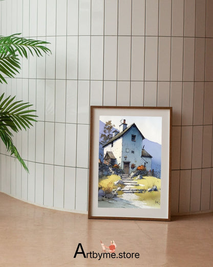 Serene High Country Home Scene – Printable Mountain Landscape