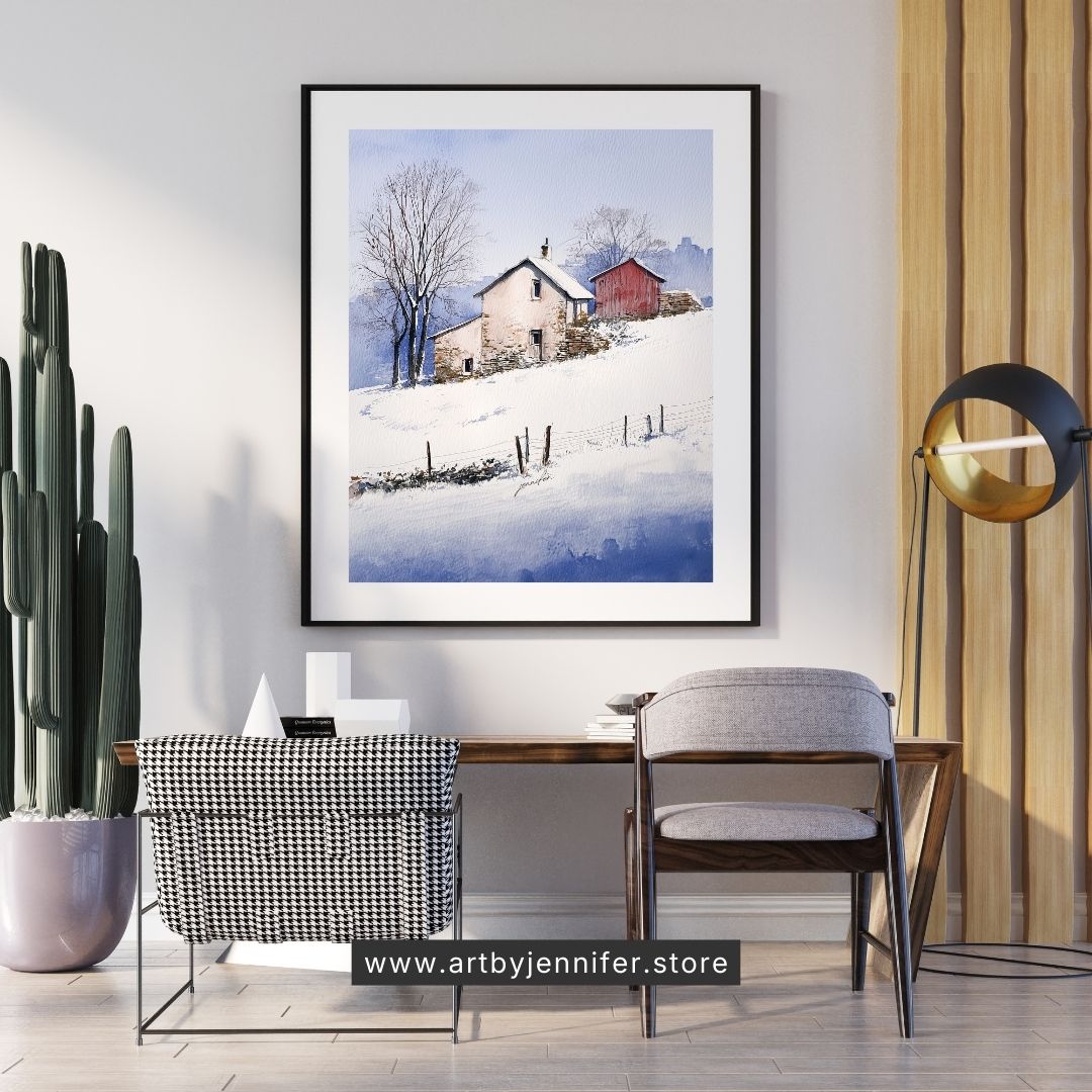 Rustic Winter Cottage Charm: Winter Landscape Printable