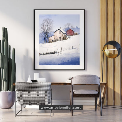 Rustic Winter Cottage Charm: Winter Landscape Printable