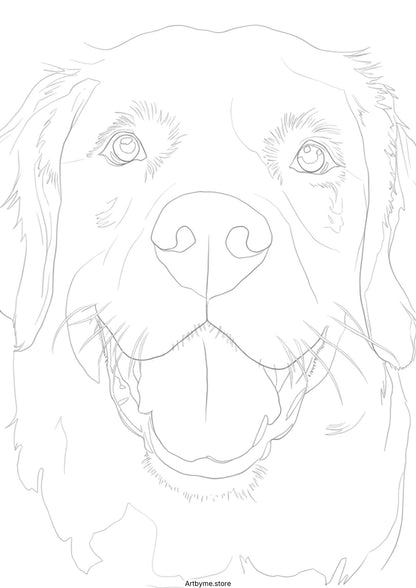 20 lindas páginas para colorear de perros en acuarela