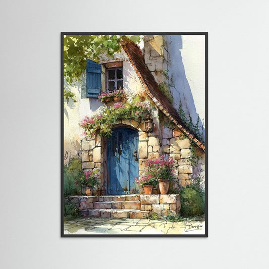 Sun-Drenched Stone Cottage – Fine Art Watercolor Print