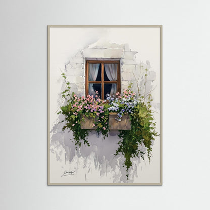 European Floral Window – Fine Art Watercolor Print